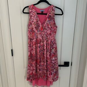 MUST GO Beautiful silky A-line dress w/high-low hem.  feminine and fun!